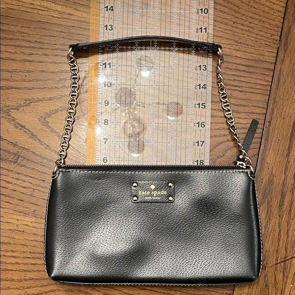 Kate Spade‎ Black Leather Zip Chain Baguette Bag